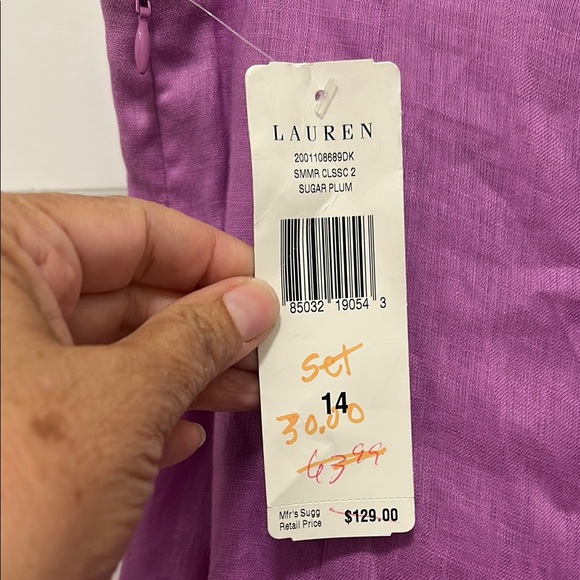 Ralph Lauren Purple A-Line Pleated Skirt Size 14 100% Linen Lined Side Zip NWT! - Picture 4 of 11